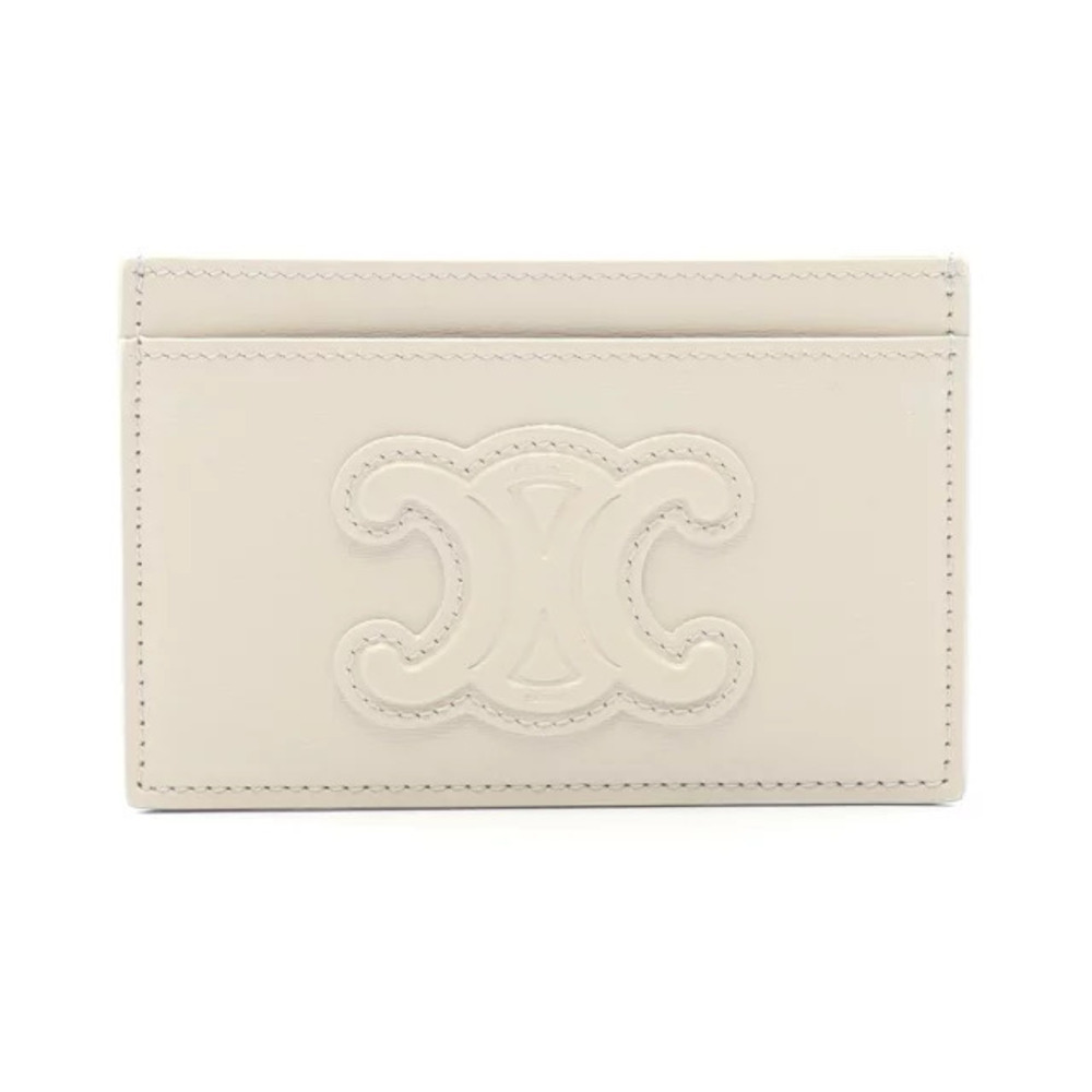 Celine Triomphe Card Case Wallet Leather Accessory Gray